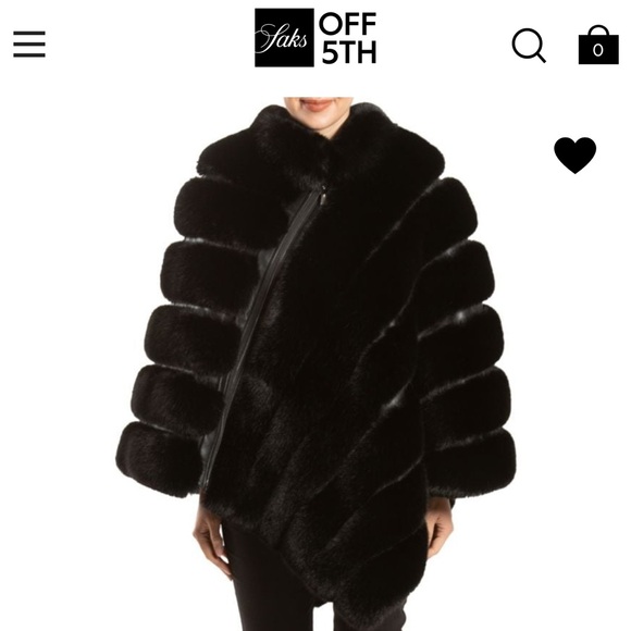 Saks OFF 5TH Elegant Black Fur Cape - Picture 1 of 3